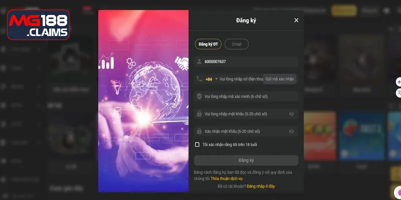 Đăng ký MG188 nhanh chóng và đơn giản